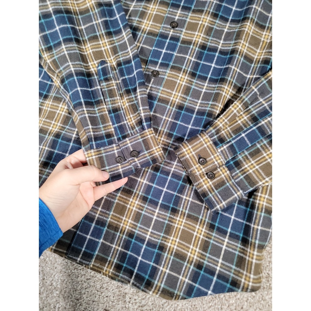 NWT LL Bean Scotch Plaid Flannel Shirt Medium Blue Brown Mens Traditional Fit - Picture 7 of 16